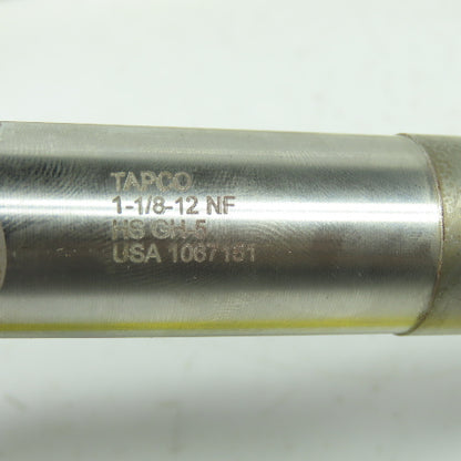 Tapco 1-1/8-12 NF HS GH-5 Straight 4 Flute Shank 10" OAL 2-1/2" Flutes USA