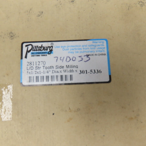 Pittsburg Alleghany 2811270 5 x 1/2 x 1-1/4 Straight Tooth Side Milling Cutter