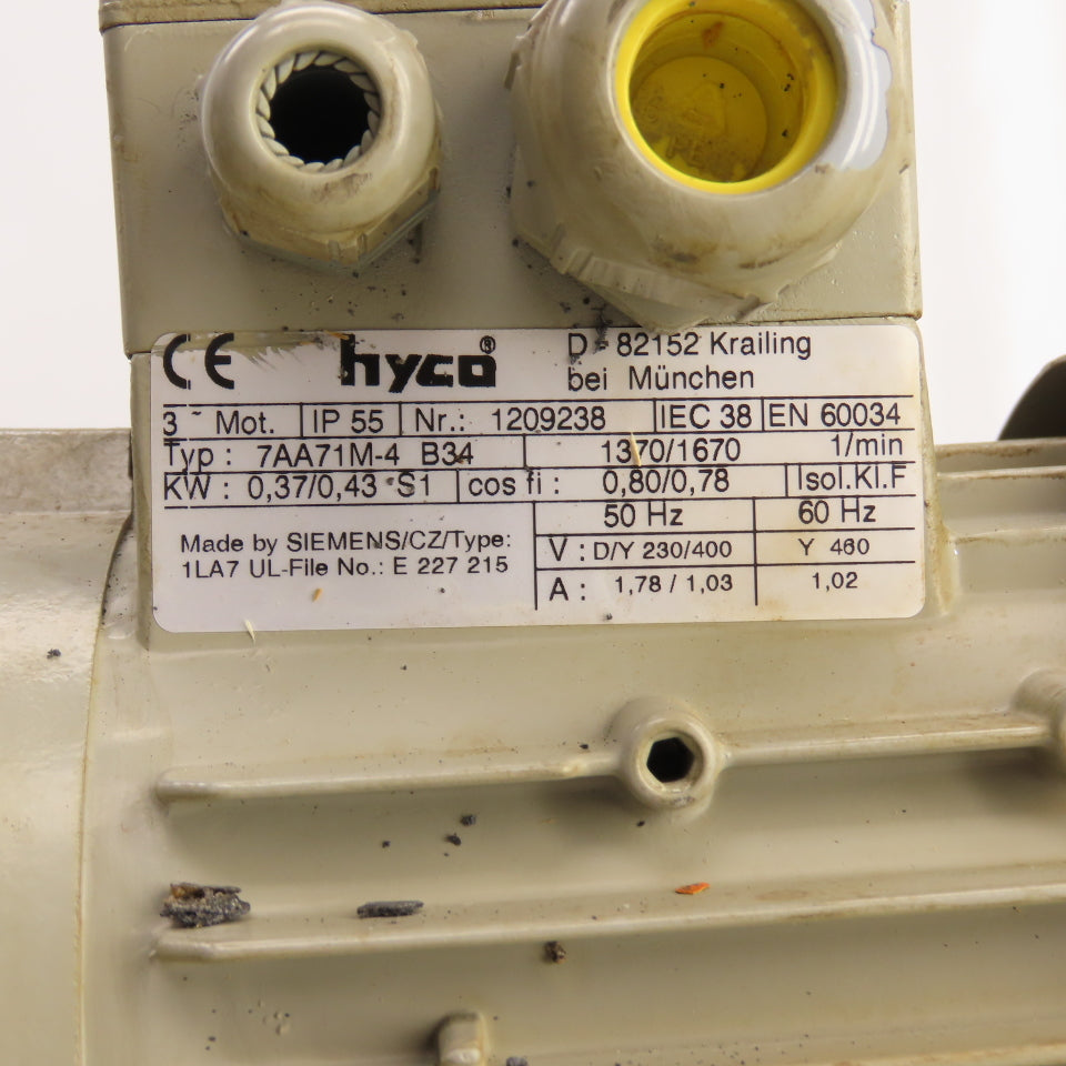 Hyco ML-348-D37-SA P-173/2 Diaphragm Vacuum Pump 230/460V 0.43kW Trumpf 352561