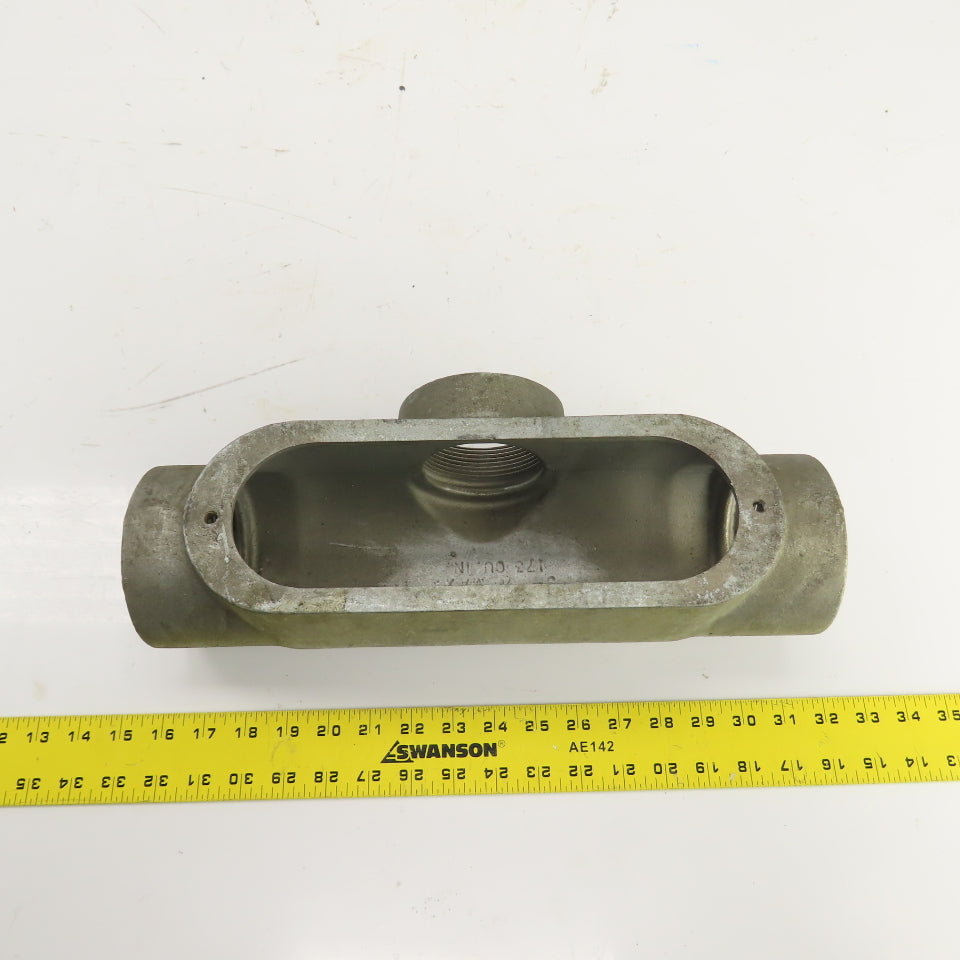 Gedney 3T 3" Type LB 3-Way Cast Iron Conduit Body Outlet Pull Elbow (No Cover)