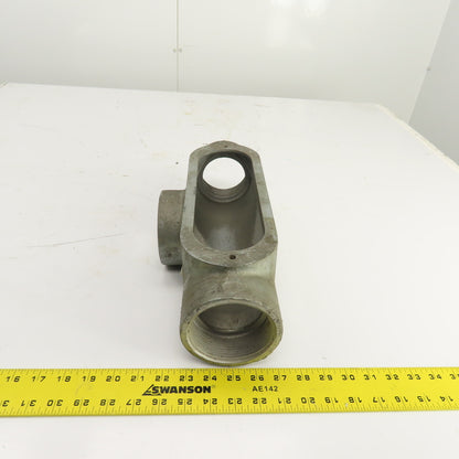 Gedney 3T 3" Type LB 3-Way Cast Iron Conduit Body Outlet Pull Elbow (No Cover)