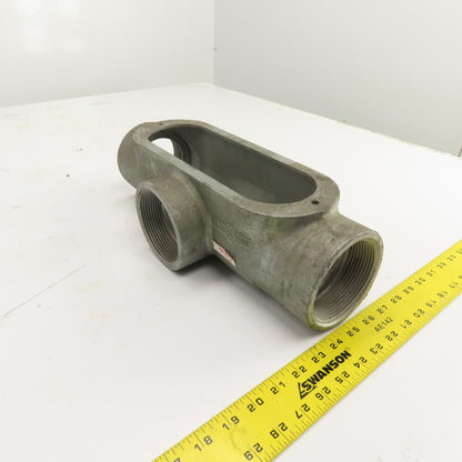 Gedney 3T 3" Type LB 3-Way Cast Iron Conduit Body Outlet Pull Elbow (No Cover)