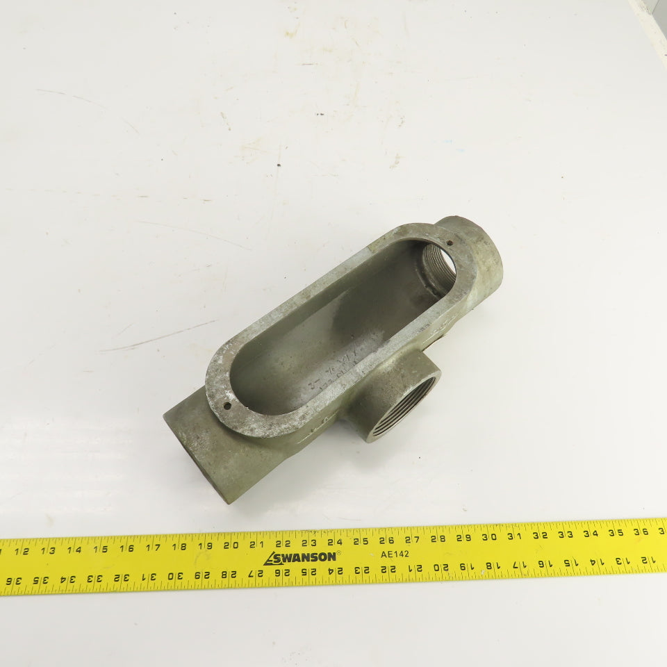 Gedney 3T 3" Type LB 3-Way Cast Iron Conduit Body Outlet Pull Elbow (No Cover)