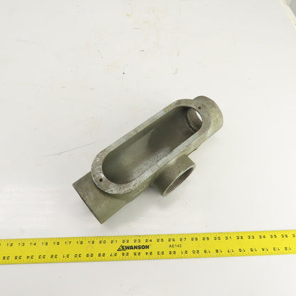 Gedney 3T 3" Type LB 3-Way Cast Iron Conduit Body Outlet Pull Elbow (No Cover)