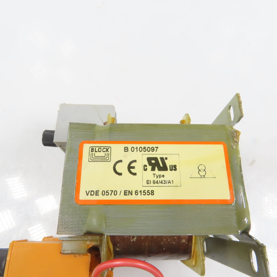Block 110499 B 0105097 100/310VA Control Transformer Pri 480V Sec 115V 0.87A