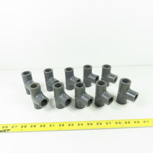 Colonial SCH-80 PVC-T D-2467 PVC Tee Fitting 1/2" ID Lot Of 10