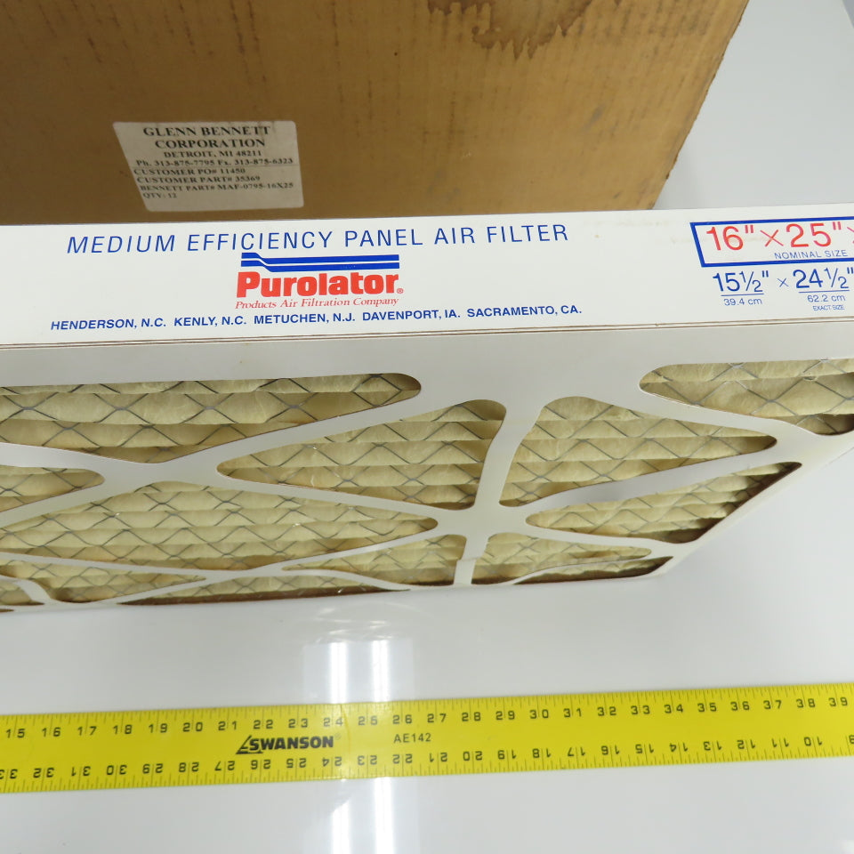 Purolator HI-E40 Pleated Panel Air Filter 16"x 25"x 2" 541058 Lot Of 7