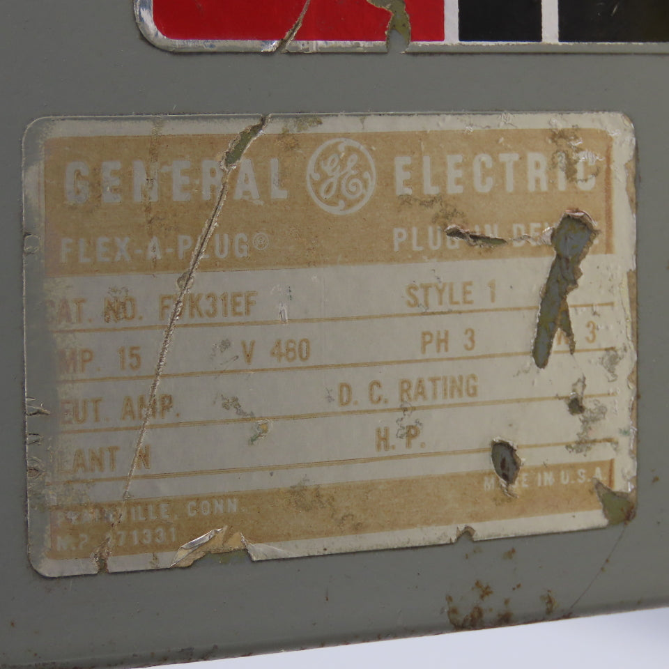 General Electric FVK31EF Flex-A-Plug Breaker Bus Plug 15A 480V 3Ph
