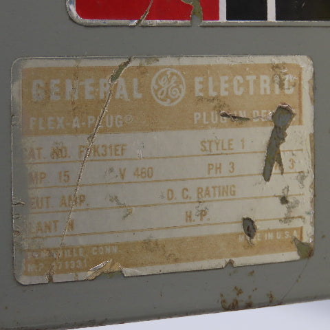 General Electric FVK31EF Flex-A-Plug Breaker Bus Plug 15A 480V 3Ph