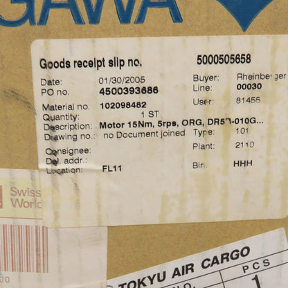 Yokogawa DR1015B80 Dynaserv DD Servo Actuator