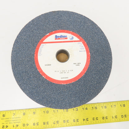 Radiac Abrasives 930969 10 x 1-1/4 x 1-1/4 A36 05 V1 Grinding Wheel 2485RPM Max
