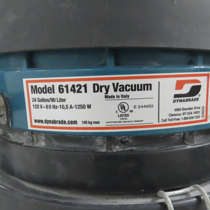 Dynabrade 61421 24 USG Portable Dry Vacuum 120CFM 120V 1PH 61621 Head NEW MOTOR