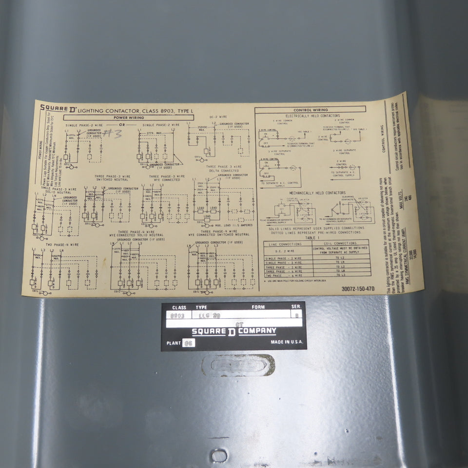 Square D 8903 LLG 20 Ser B Enclosed Lighting Contactor 600V 250VDC 120V Coil