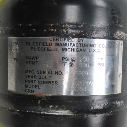UM46929 BO862010VR-128 1 Gallon 500PSI High Pressure Air Receiver Tank