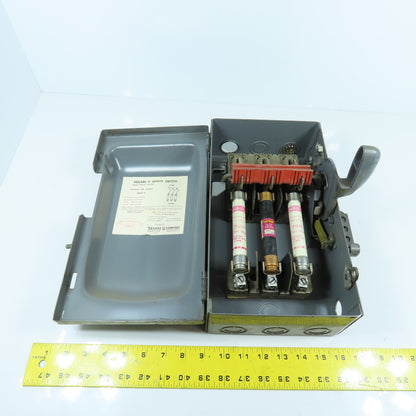 Square D A85341 Series A1 30A Fusible Safety Disconnect Switch 600V 3-Pole 20HP