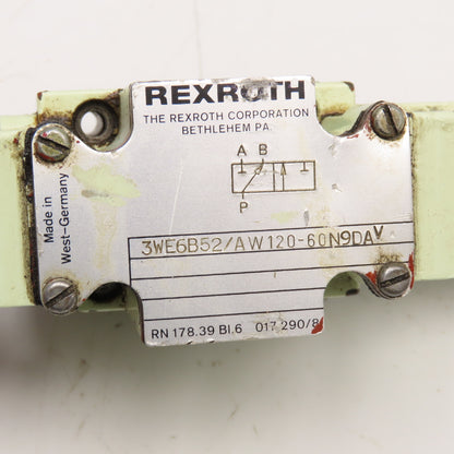 Rexroth 3WE6B52/AW120-60 3/2 Position Single Solenoid Hydraulic Valve 120V Coil