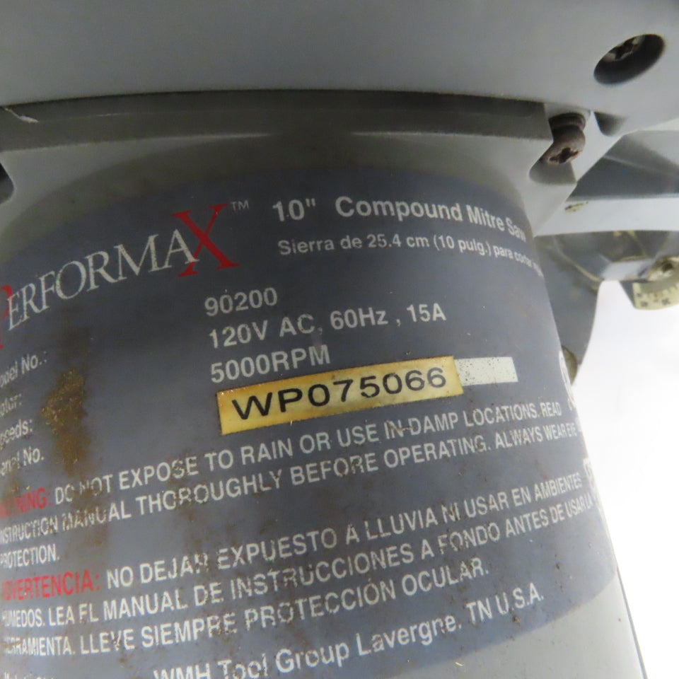 Performax 90200 10" Compound Miter Saw 120V 15A 5000 RPM