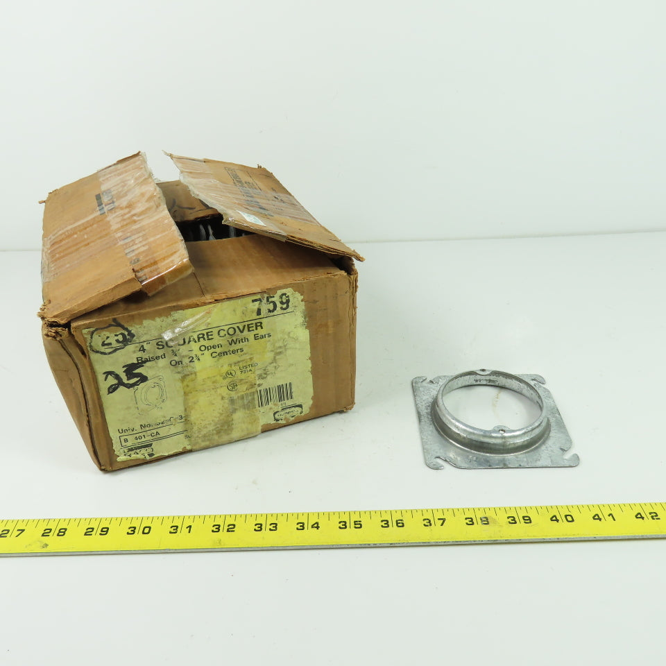 Hubbell 4" Square Covers Baised 3/4" -Open With Ears On 2-3/4" Centers Lot Of 25