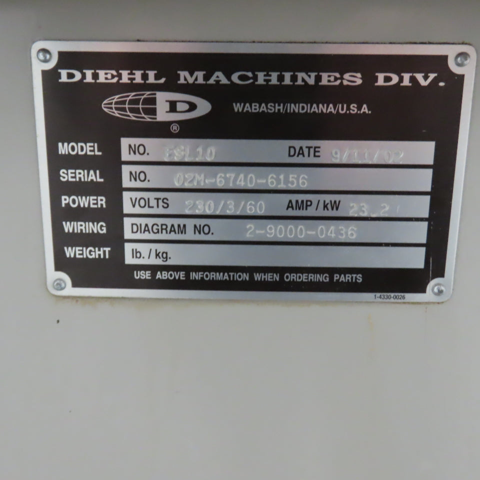 Diehl ESL10 10" Straight Line Rip Saw 7.5HP 230/460V 3PH W/Laser & Casters