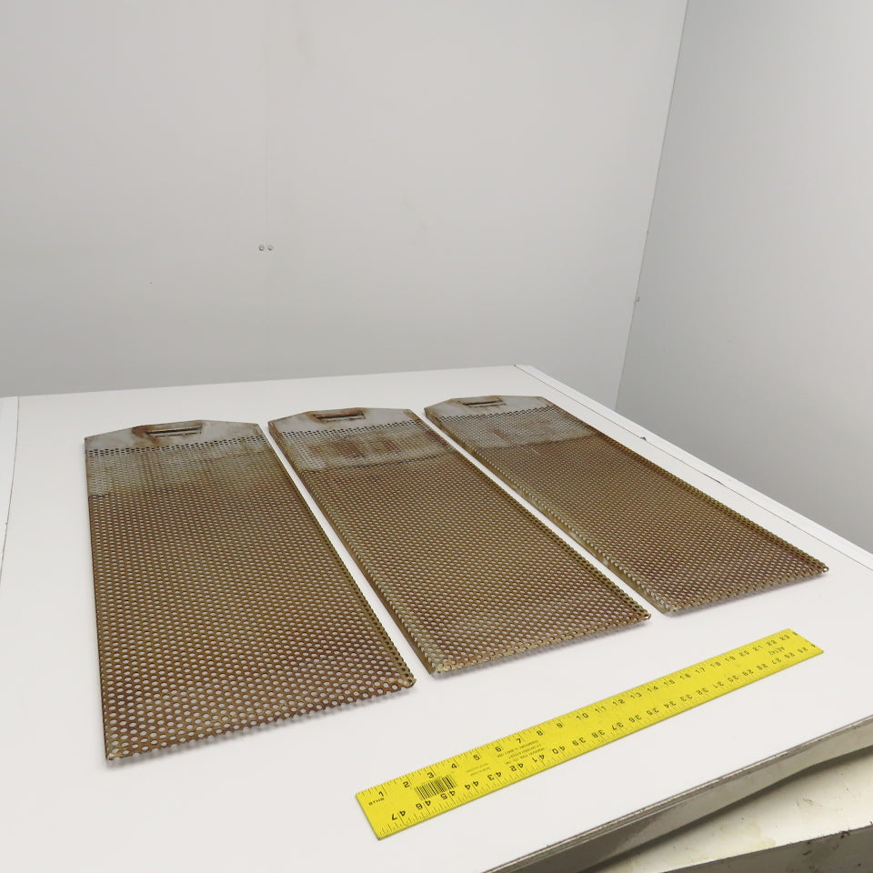 32-1/2" x 12" Corrugated Stainless Steel Baffle Strainer Plates Lot Of 3
