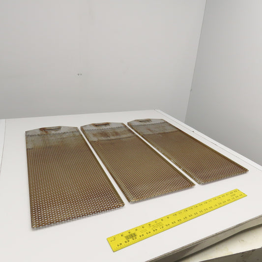 32-1/2" x 12" Corrugated Stainless Steel Baffle Strainer Plates Lot Of 3