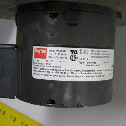 Dayton 3M556E 1/40HP Direct Drive Squirrel Cage Blower Fan 115V 1.1A 1550RPM