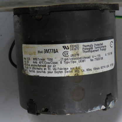 Dayton 3M778A 1/20HP Direct Drive Squirrel Cage Blower Fan 115V 1.95A 1550RPM