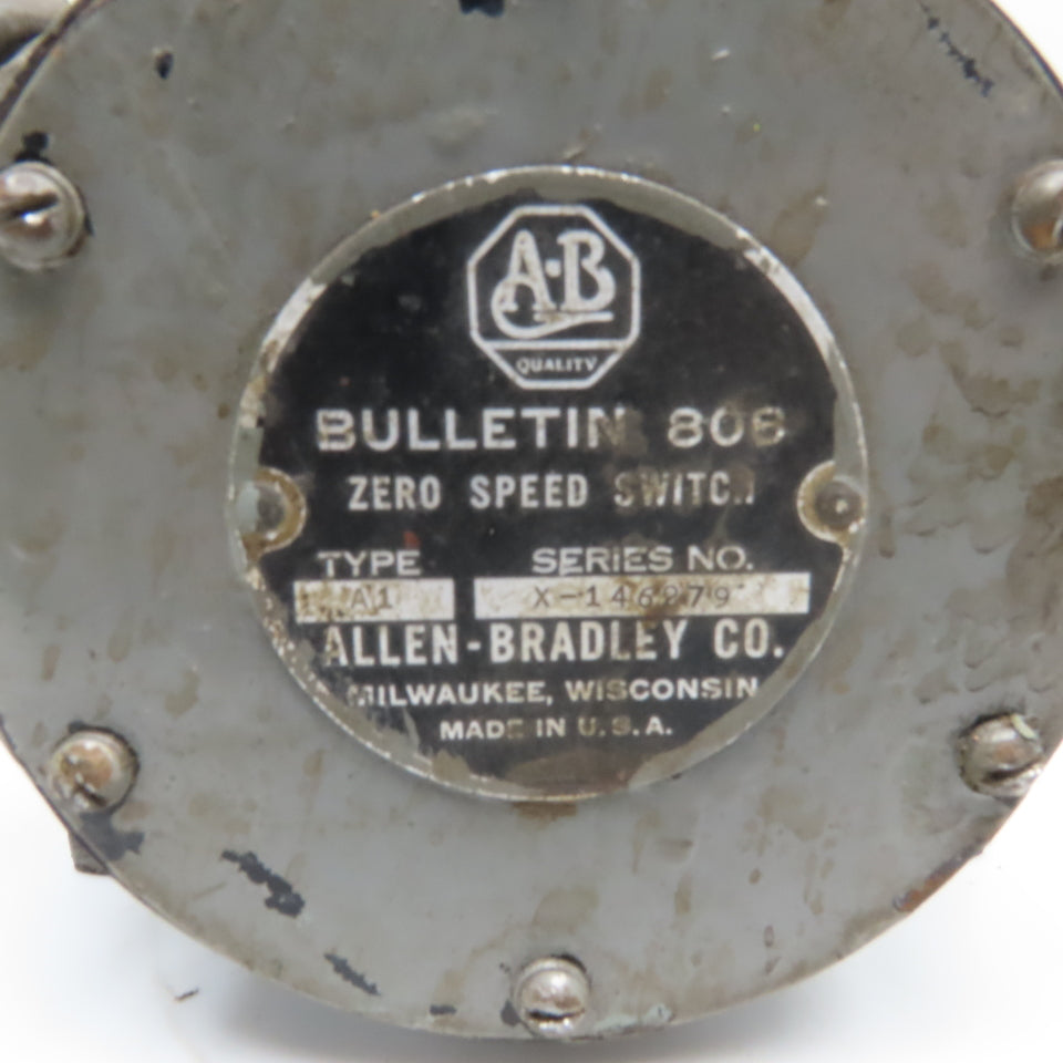 Allen Bradley Bulletin 808 Type A1 808-A1 Zero Speed Switch 1/2" Shaft