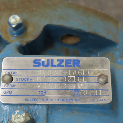 Sulzer 11-40959-1A6L01 75HP Centrifugal End Suction Pump 460V 3PH 8.31" Imp.