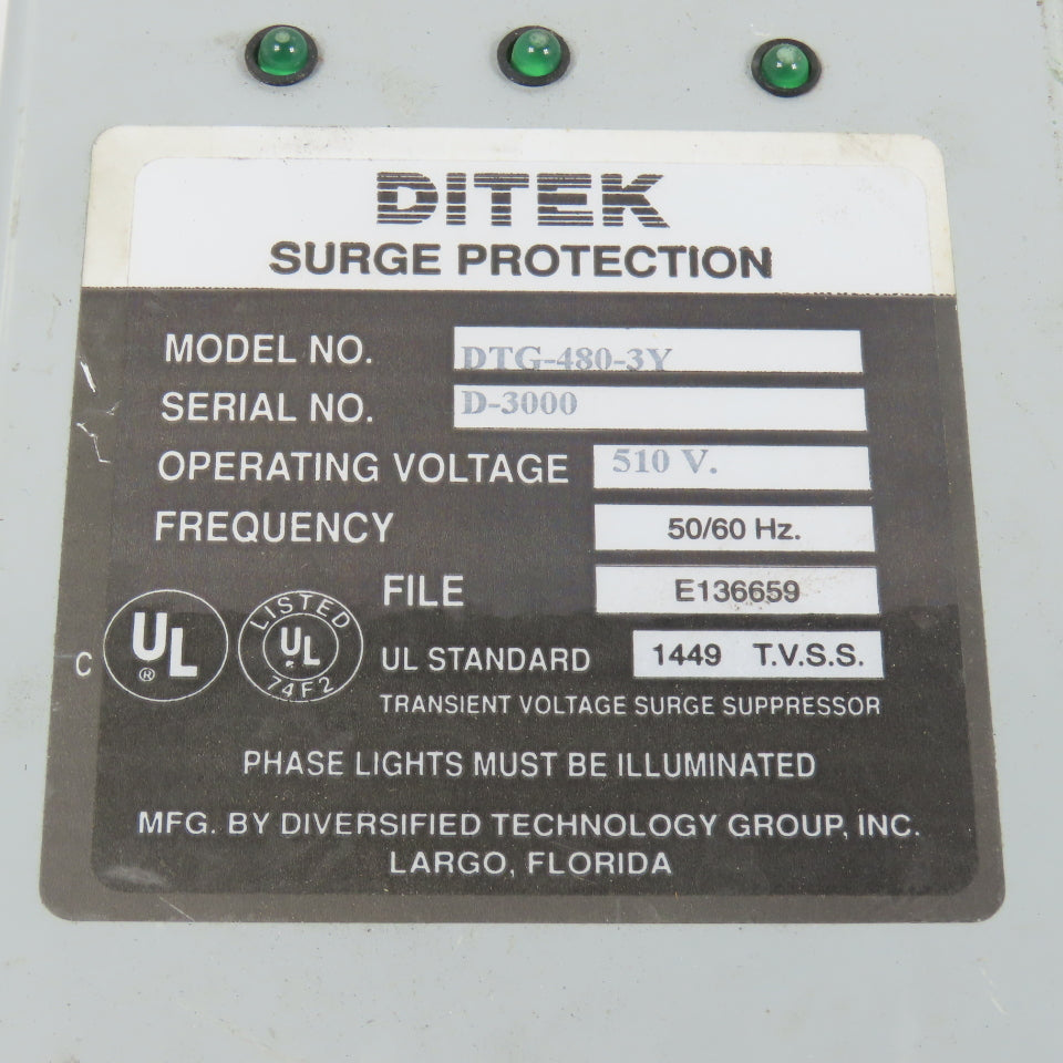 Ditek DTG-480-3Y Transient Voltage Surge Suppressor 510V 50/60HZ
