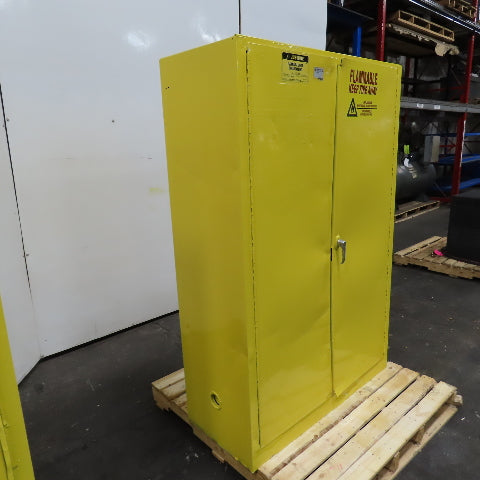 Justrite 25450 45 Gallon Cap Flammable Liquid Storage Cabinet Yellow (No Shelfs)