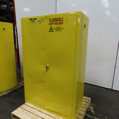Justrite 25450 45 Gallon Cap Flammable Liquid Storage Cabinet Yellow (No Shelfs)