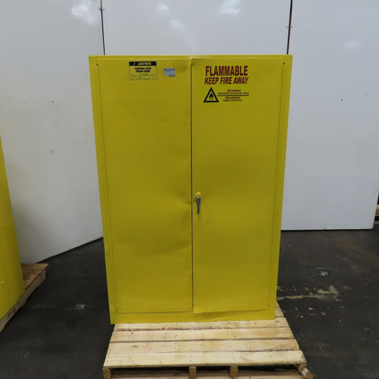 Justrite 25450 45 Gallon Cap Flammable Liquid Storage Cabinet Yellow (No Shelfs)