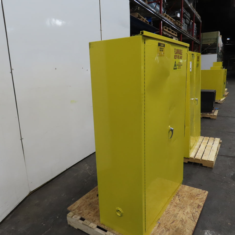 Justrite 25545 45 Gallon Flammable Storage Cabinet Yellow Bifold Door (No Shelfs