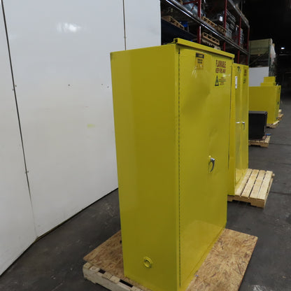 Justrite 25545 45 Gallon Flammable Storage Cabinet Yellow Bifold Door (No Shelfs