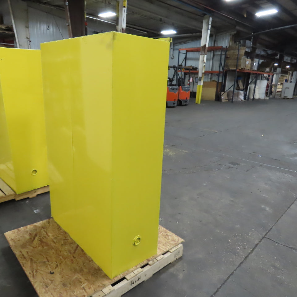 Justrite 25545 45 Gallon Flammable Storage Cabinet Yellow Bifold Door (No Shelfs