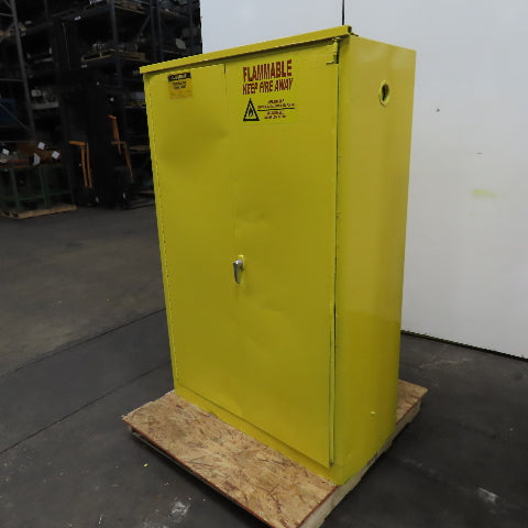 Justrite 25545 45 Gallon Flammable Storage Cabinet Yellow Bifold Door (No Shelfs