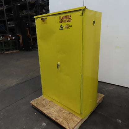 Justrite 25545 45 Gallon Flammable Storage Cabinet Yellow Bifold Door (No Shelfs