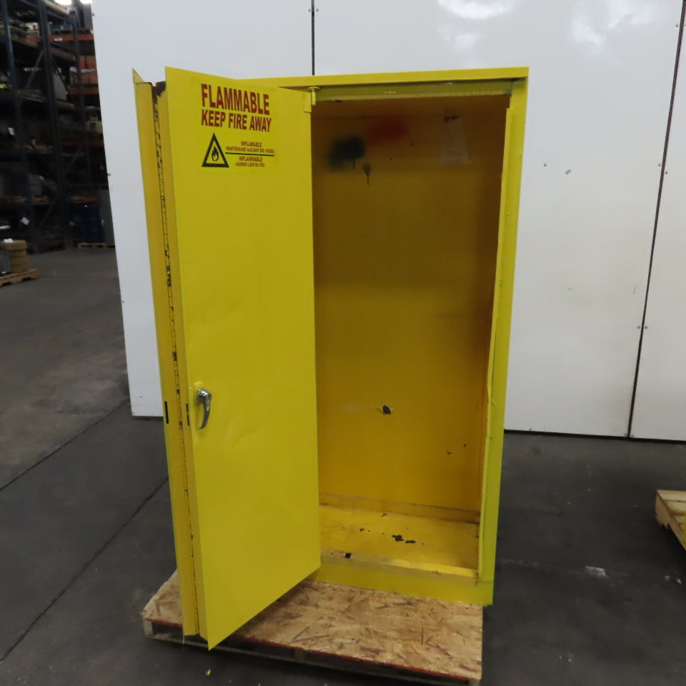 Justrite 25545 45 Gallon Flammable Storage Cabinet Yellow Bifold Door (No Shelfs