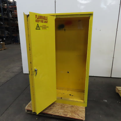 Justrite 25545 45 Gallon Flammable Storage Cabinet Yellow Bifold Door (No Shelfs