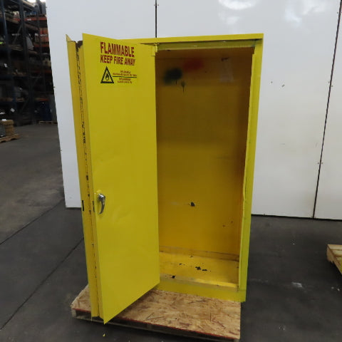 Justrite 25545 45 Gallon Flammable Storage Cabinet Yellow Bifold Door (No Shelfs