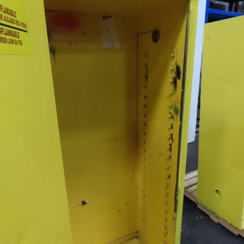 Justrite 25545 45 Gallon Flammable Storage Cabinet Yellow Bifold Door (No Shelfs