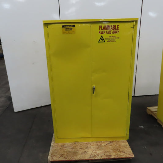 Justrite 25545 45 Gallon Flammable Storage Cabinet Yellow Bifold Door (No Shelfs