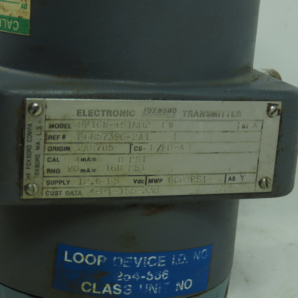 Foxboro 821GM-IS1NH2 Pressure Transmitter 600PSI 12.5-65VDC 4-20mA W/ D0135NH