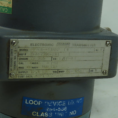 Foxboro 821GM-IS1NH2 Pressure Transmitter 600PSI 12.5-65VDC 4-20mA W/ D0135NH