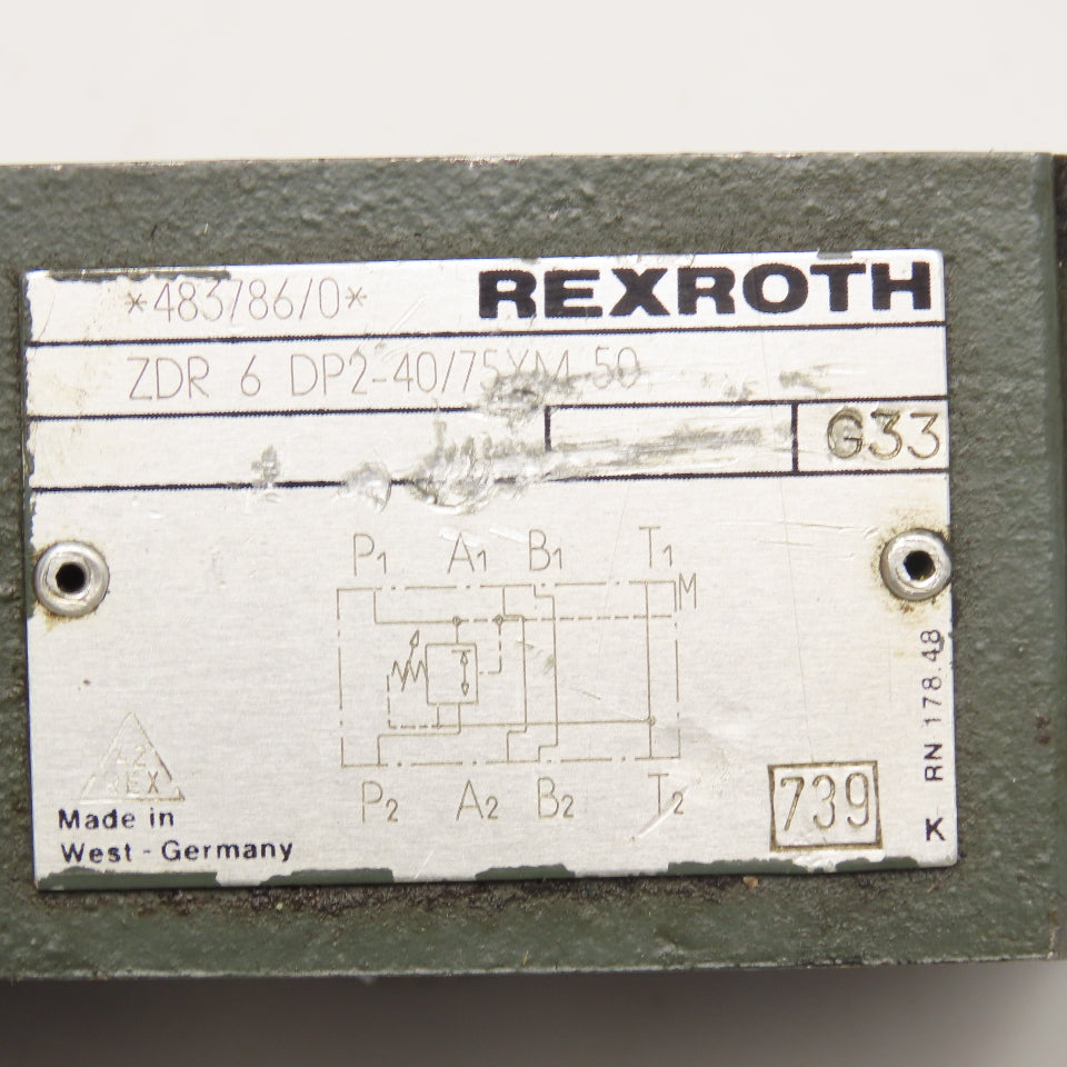 Rexroth ZDR 6 DP2-40/75YM-50 Direct Operating Pressure Reducing Hydraulic Valve