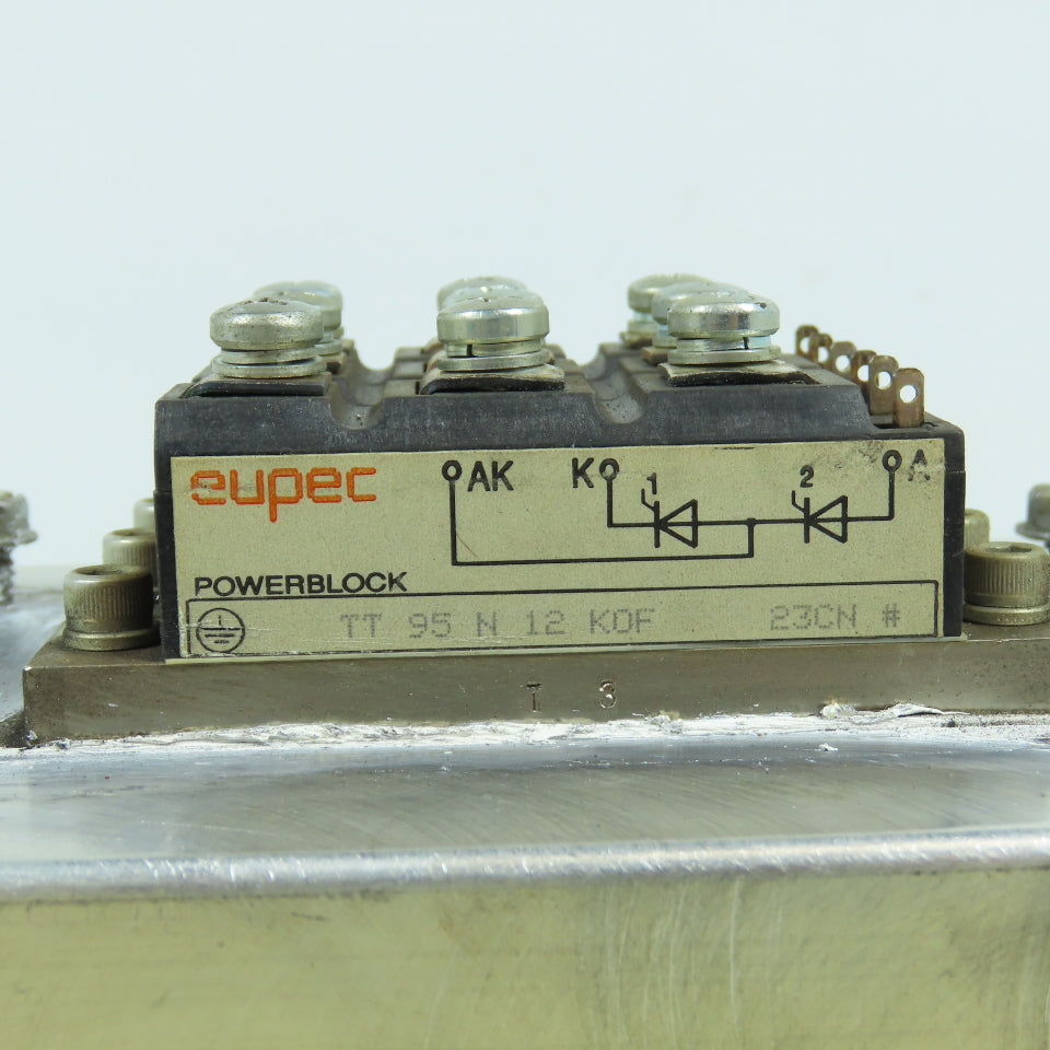 Eupec TT 95 N 12 K0F Power Block Module W/ 5"x6" Aluminum Fin Style Heat Sink