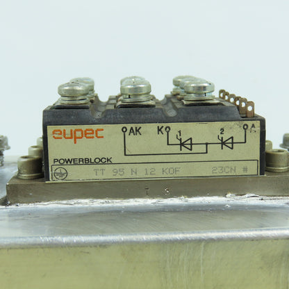 Eupec TT 95 N 12 K0F Power Block Module W/ 5"x6" Aluminum Fin Style Heat Sink
