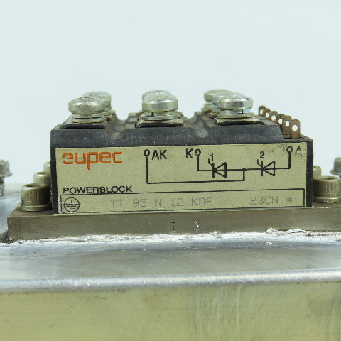 Eupec TT 95 N 12 K0F Power Block Module W/ 5"x6" Aluminum Fin Style Heat Sink