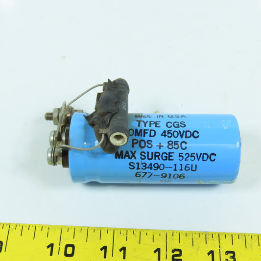 Aero S13490-116U 677-9106 140MFD Capacitor 450VDC 525VDC From Lincoln Pro-Cut 60